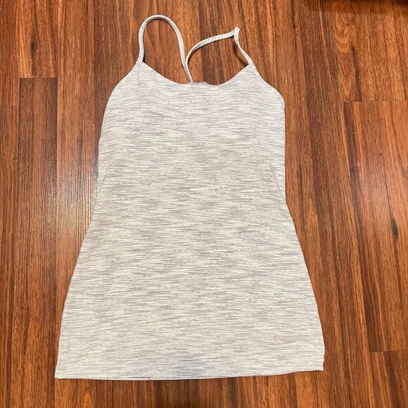 Lululemon power Y tank top heathered gray light and white size 6 space dye - Picture 6 of 14